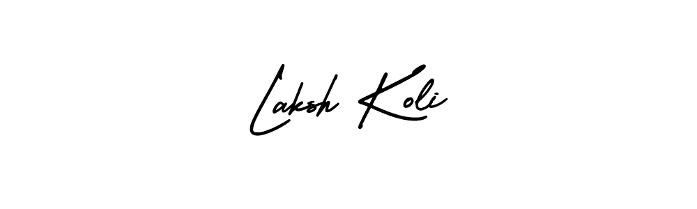 The best way (AmerikaSignatureDemo-Regular) to make a short signature is to pick only two or three words in your name. The name Laksh Koli include a total of six letters. For converting this name. Laksh Koli signature style 3 images and pictures png