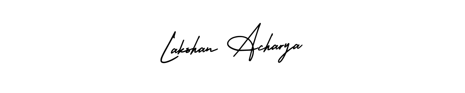 The best way (AmerikaSignatureDemo-Regular) to make a short signature is to pick only two or three words in your name. The name Lakshan Acharya include a total of six letters. For converting this name. Lakshan Acharya signature style 3 images and pictures png