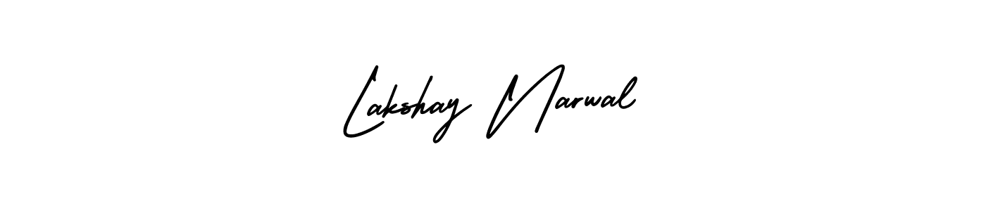 The best way (AmerikaSignatureDemo-Regular) to make a short signature is to pick only two or three words in your name. The name Lakshay Narwal include a total of six letters. For converting this name. Lakshay Narwal signature style 3 images and pictures png