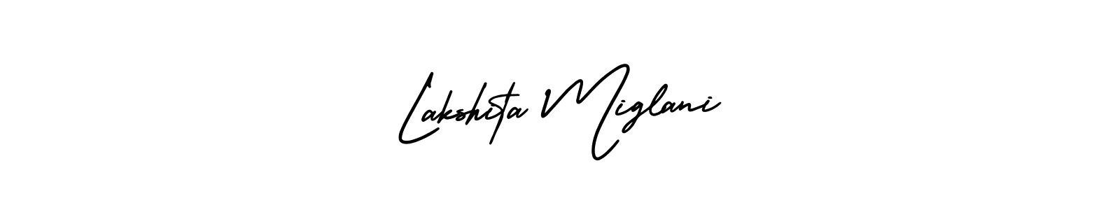 AmerikaSignatureDemo-Regular is a professional signature style that is perfect for those who want to add a touch of class to their signature. It is also a great choice for those who want to make their signature more unique. Get Lakshita Miglani name to fancy signature for free. Lakshita Miglani signature style 3 images and pictures png