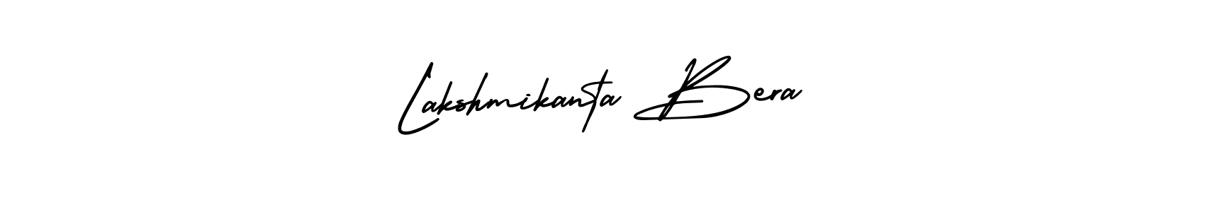 You should practise on your own different ways (AmerikaSignatureDemo-Regular) to write your name (Lakshmikanta Bera) in signature. don't let someone else do it for you. Lakshmikanta Bera signature style 3 images and pictures png