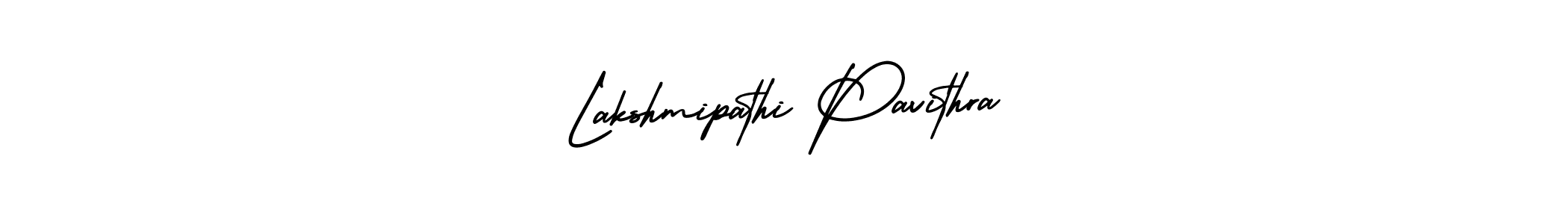 You should practise on your own different ways (AmerikaSignatureDemo-Regular) to write your name (Lakshmipathi Pavithra) in signature. don't let someone else do it for you. Lakshmipathi Pavithra signature style 3 images and pictures png