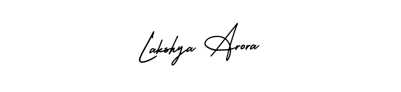 You should practise on your own different ways (AmerikaSignatureDemo-Regular) to write your name (Lakshya Arora) in signature. don't let someone else do it for you. Lakshya Arora signature style 3 images and pictures png