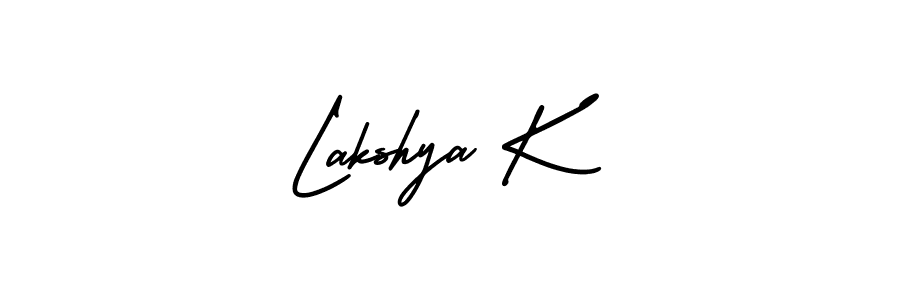 Use a signature maker to create a handwritten signature online. With this signature software, you can design (AmerikaSignatureDemo-Regular) your own signature for name Lakshya K. Lakshya K signature style 3 images and pictures png