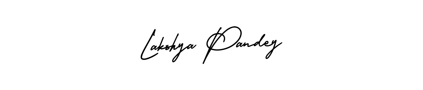 You should practise on your own different ways (AmerikaSignatureDemo-Regular) to write your name (Lakshya Pandey) in signature. don't let someone else do it for you. Lakshya Pandey signature style 3 images and pictures png