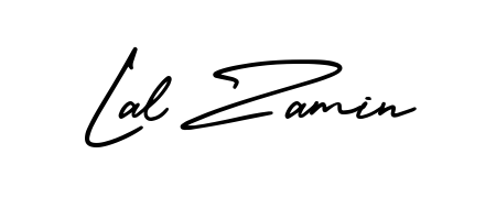 A sleek calligraphic signature for name Lal Zamin utilizing AmerikaSignatureDemo-Regular styling. Great for adding personal signatures to photos and art. Lal Zamin signature style 3 images and pictures png
