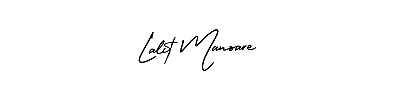 You should practise on your own different ways (AmerikaSignatureDemo-Regular) to write your name (Lalit Mansare) in signature. don't let someone else do it for you. Lalit Mansare signature style 3 images and pictures png