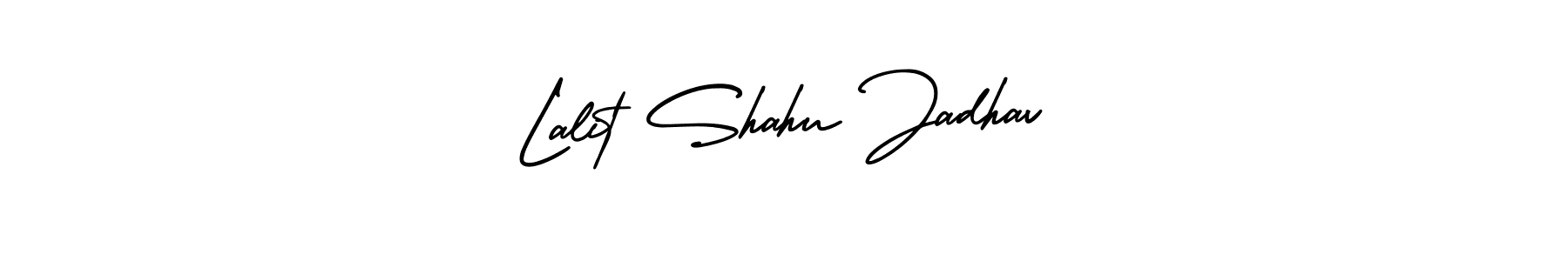 The best way (AmerikaSignatureDemo-Regular) to make a short signature is to pick only two or three words in your name. The name Lalit Shahu Jadhav include a total of six letters. For converting this name. Lalit Shahu Jadhav signature style 3 images and pictures png