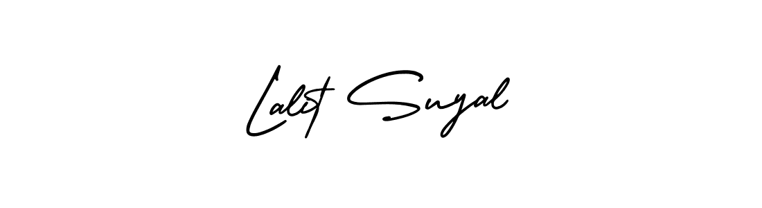 The best way (AmerikaSignatureDemo-Regular) to make a short signature is to pick only two or three words in your name. The name Lalit Suyal include a total of six letters. For converting this name. Lalit Suyal signature style 3 images and pictures png