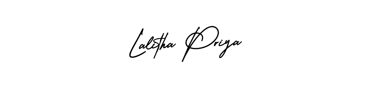 You should practise on your own different ways (AmerikaSignatureDemo-Regular) to write your name (Lalitha Priya) in signature. don't let someone else do it for you. Lalitha Priya signature style 3 images and pictures png