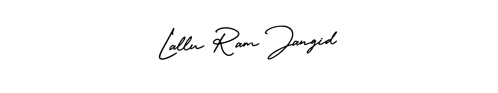 You should practise on your own different ways (AmerikaSignatureDemo-Regular) to write your name (Lallu Ram Jangid) in signature. don't let someone else do it for you. Lallu Ram Jangid signature style 3 images and pictures png