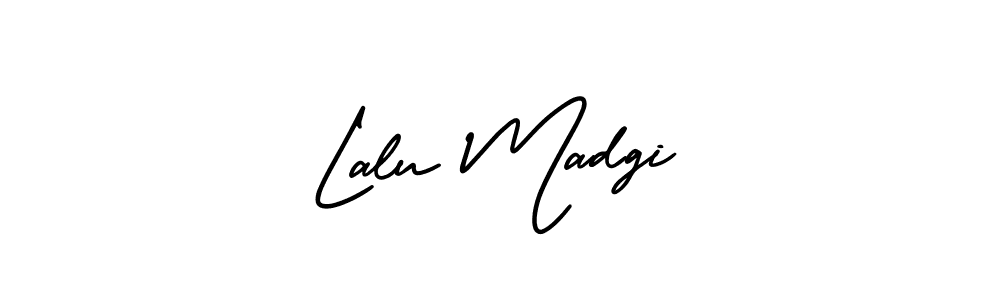 This is the best signature style for the Lalu Madgi name. Also you like these signature font (AmerikaSignatureDemo-Regular). Mix name signature. Lalu Madgi signature style 3 images and pictures png