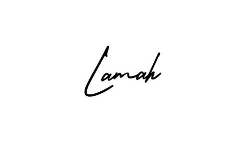 You should practise on your own different ways (AmerikaSignatureDemo-Regular) to write your name (Lamah) in signature. don't let someone else do it for you. Lamah signature style 3 images and pictures png