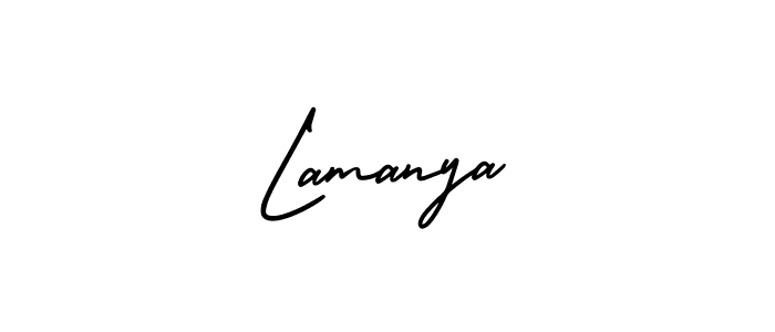 Make a beautiful signature design for name Lamanya. With this signature (AmerikaSignatureDemo-Regular) style, you can create a handwritten signature for free. Lamanya signature style 3 images and pictures png