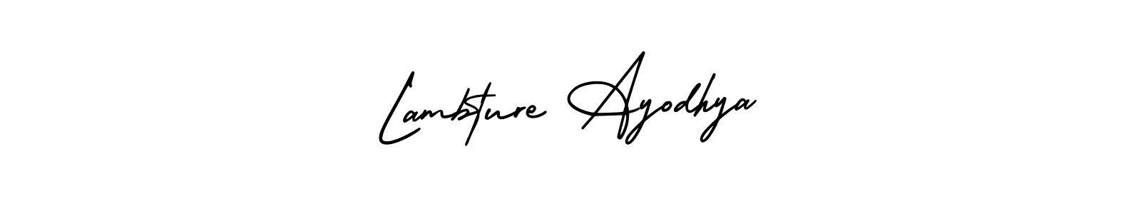 AmerikaSignatureDemo-Regular is a professional signature style that is perfect for those who want to add a touch of class to their signature. It is also a great choice for those who want to make their signature more unique. Get Lambture Ayodhya name to fancy signature for free. Lambture Ayodhya signature style 3 images and pictures png
