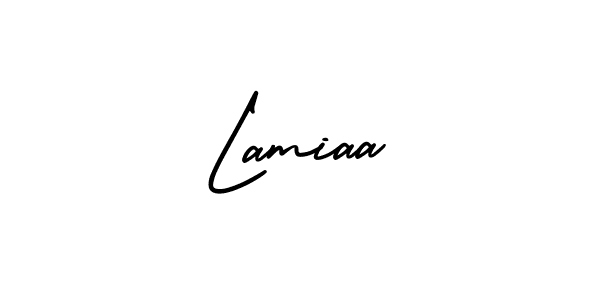 AmerikaSignatureDemo-Regular is a professional signature style that is perfect for those who want to add a touch of class to their signature. It is also a great choice for those who want to make their signature more unique. Get Lamiaa name to fancy signature for free. Lamiaa signature style 3 images and pictures png