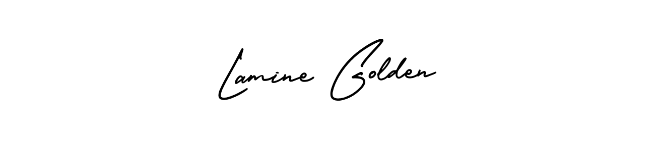 You should practise on your own different ways (AmerikaSignatureDemo-Regular) to write your name (Lamine Golden) in signature. don't let someone else do it for you. Lamine Golden signature style 3 images and pictures png