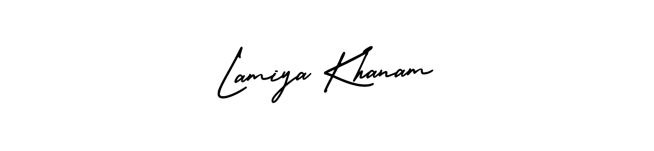 Design your own signature with our free online signature maker. With this signature software, you can create a handwritten (AmerikaSignatureDemo-Regular) signature for name Lamiya Khanam. Lamiya Khanam signature style 3 images and pictures png