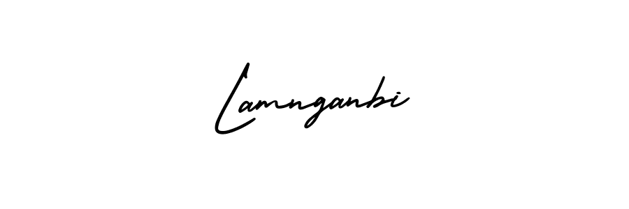 You should practise on your own different ways (AmerikaSignatureDemo-Regular) to write your name (Lamnganbi) in signature. don't let someone else do it for you. Lamnganbi signature style 3 images and pictures png