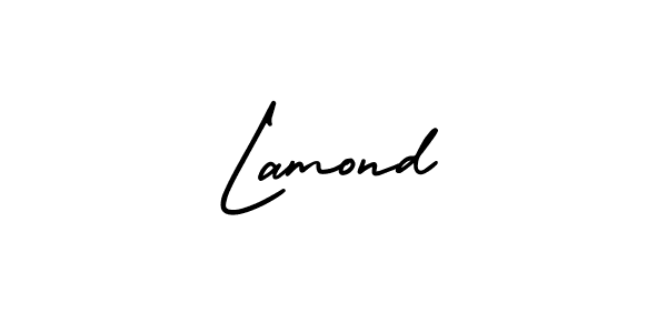 You should practise on your own different ways (AmerikaSignatureDemo-Regular) to write your name (Lamond) in signature. don't let someone else do it for you. Lamond signature style 3 images and pictures png