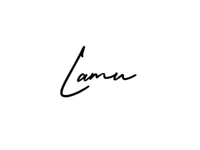 Lamu stylish signature style. Best Handwritten Sign (AmerikaSignatureDemo-Regular) for my name. Handwritten Signature Collection Ideas for my name Lamu. Lamu signature style 3 images and pictures png