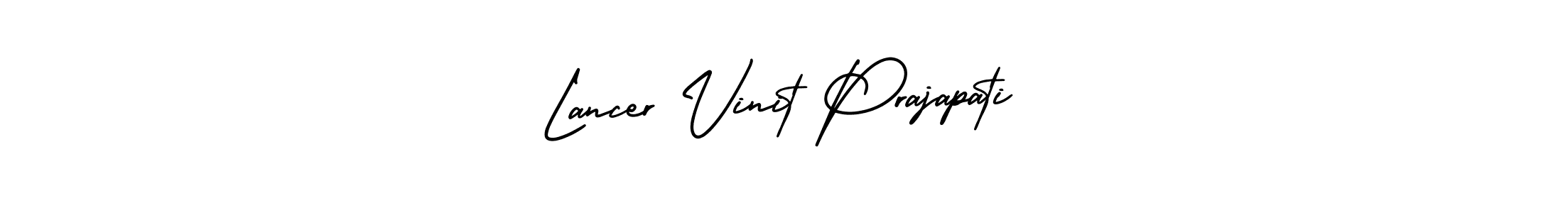 This is the best signature style for the Lancer Vinit Prajapati name. Also you like these signature font (AmerikaSignatureDemo-Regular). Mix name signature. Lancer Vinit Prajapati signature style 3 images and pictures png