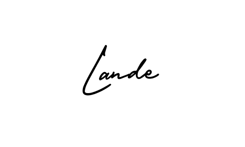 Lande stylish signature style. Best Handwritten Sign (AmerikaSignatureDemo-Regular) for my name. Handwritten Signature Collection Ideas for my name Lande. Lande signature style 3 images and pictures png