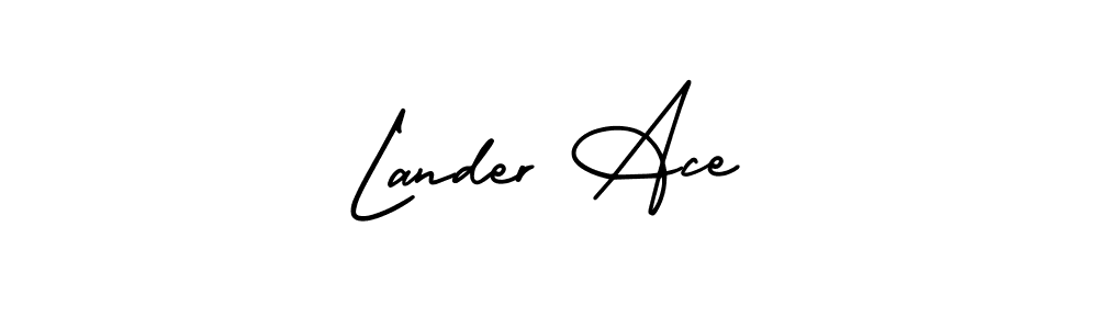 Lander Ace stylish signature style. Best Handwritten Sign (AmerikaSignatureDemo-Regular) for my name. Handwritten Signature Collection Ideas for my name Lander Ace. Lander Ace signature style 3 images and pictures png