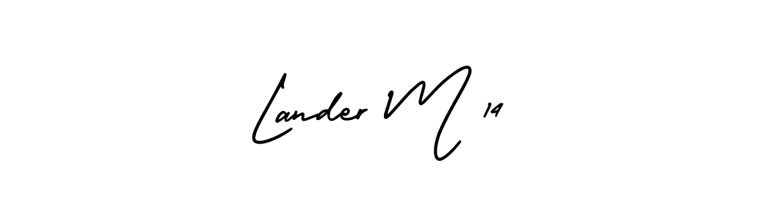 Lander M 14 stylish signature style. Best Handwritten Sign (AmerikaSignatureDemo-Regular) for my name. Handwritten Signature Collection Ideas for my name Lander M 14. Lander M 14 signature style 3 images and pictures png