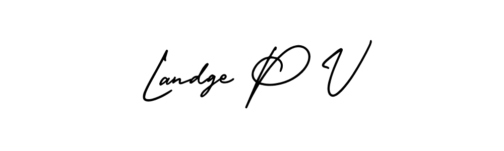 It looks lik you need a new signature style for name Landge P V. Design unique handwritten (AmerikaSignatureDemo-Regular) signature with our free signature maker in just a few clicks. Landge P V signature style 3 images and pictures png