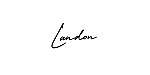 The best way (AmerikaSignatureDemo-Regular) to make a short signature is to pick only two or three words in your name. The name Landon include a total of six letters. For converting this name. Landon signature style 3 images and pictures png