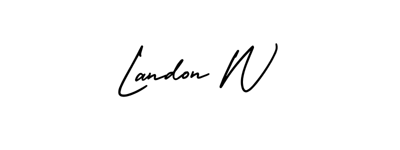 Similarly AmerikaSignatureDemo-Regular is the best handwritten signature design. Signature creator online .You can use it as an online autograph creator for name Landon W. Landon W signature style 3 images and pictures png