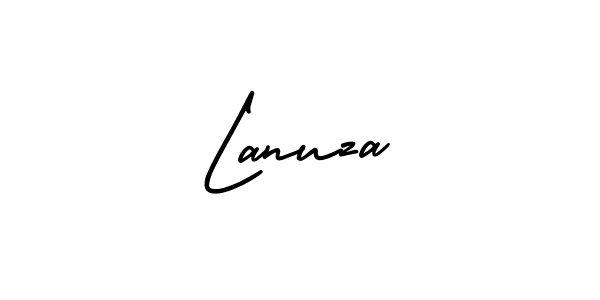 You should practise on your own different ways (AmerikaSignatureDemo-Regular) to write your name (Lanuza) in signature. don't let someone else do it for you. Lanuza signature style 3 images and pictures png