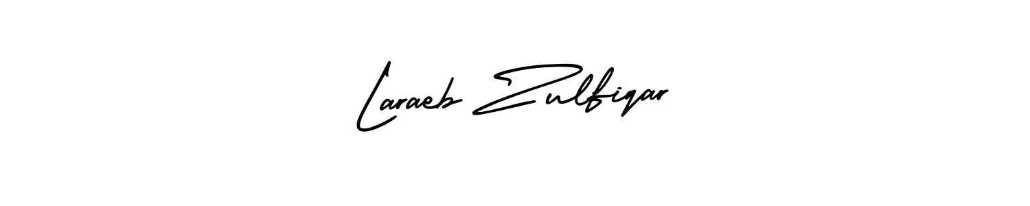 This is the best signature style for the Laraeb Zulfiqar name. Also you like these signature font (AmerikaSignatureDemo-Regular). Mix name signature. Laraeb Zulfiqar signature style 3 images and pictures png