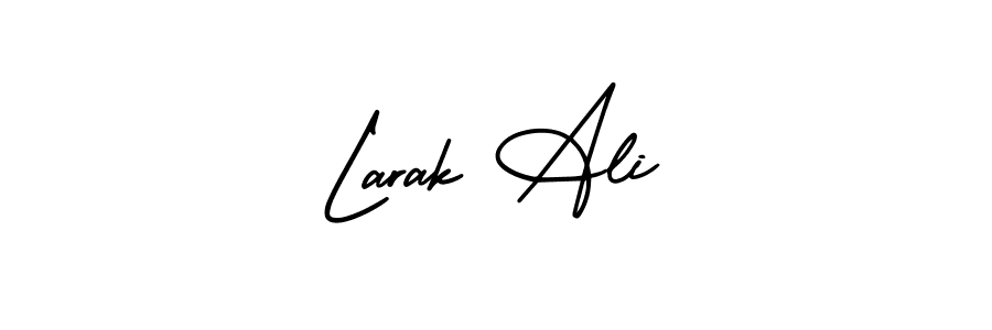 You should practise on your own different ways (AmerikaSignatureDemo-Regular) to write your name (Larak Ali) in signature. don't let someone else do it for you. Larak Ali signature style 3 images and pictures png