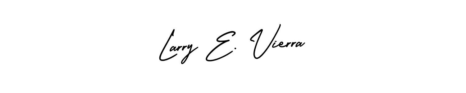 You should practise on your own different ways (AmerikaSignatureDemo-Regular) to write your name (Larry E. Vierra) in signature. don't let someone else do it for you. Larry E. Vierra signature style 3 images and pictures png