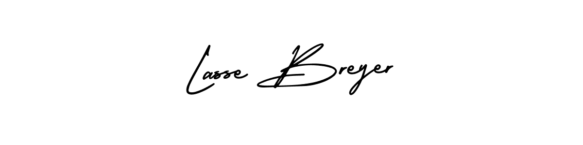 You should practise on your own different ways (AmerikaSignatureDemo-Regular) to write your name (Lasse Breyer) in signature. don't let someone else do it for you. Lasse Breyer signature style 3 images and pictures png