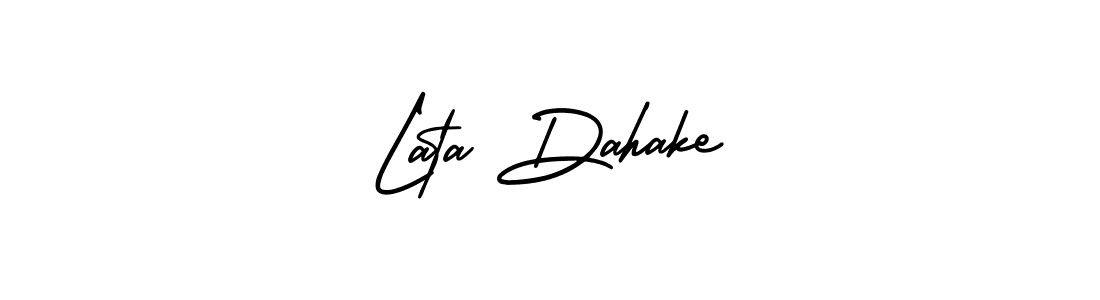 How to make Lata Dahake signature? AmerikaSignatureDemo-Regular is a professional autograph style. Create handwritten signature for Lata Dahake name. Lata Dahake signature style 3 images and pictures png