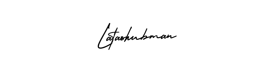 You should practise on your own different ways (AmerikaSignatureDemo-Regular) to write your name (Latashubman) in signature. don't let someone else do it for you. Latashubman signature style 3 images and pictures png