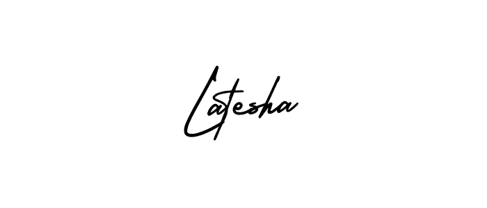 You should practise on your own different ways (AmerikaSignatureDemo-Regular) to write your name (Latesha) in signature. don't let someone else do it for you. Latesha signature style 3 images and pictures png