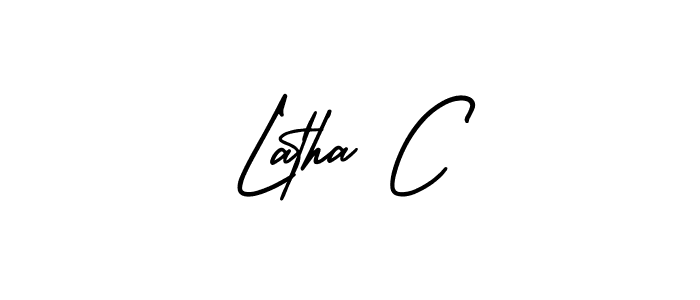 How to make Latha C name signature. Use AmerikaSignatureDemo-Regular style for creating short signs online. This is the latest handwritten sign. Latha C signature style 3 images and pictures png