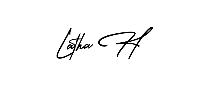 Make a short Latha H signature style. Manage your documents anywhere anytime using AmerikaSignatureDemo-Regular. Create and add eSignatures, submit forms, share and send files easily. Latha H signature style 3 images and pictures png