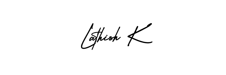 How to make Lathish K name signature. Use AmerikaSignatureDemo-Regular style for creating short signs online. This is the latest handwritten sign. Lathish K signature style 3 images and pictures png