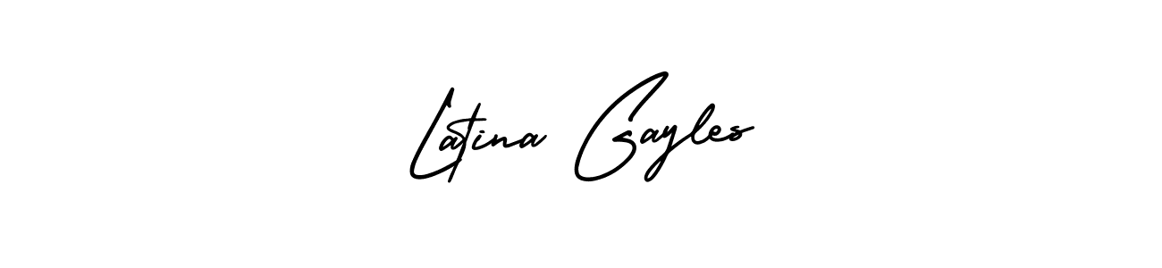 It looks lik you need a new signature style for name Latina Gayles. Design unique handwritten (AmerikaSignatureDemo-Regular) signature with our free signature maker in just a few clicks. Latina Gayles signature style 3 images and pictures png