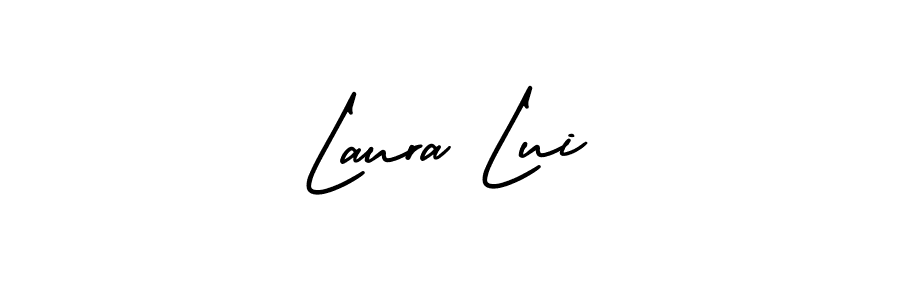 The best way (AmerikaSignatureDemo-Regular) to make a short signature is to pick only two or three words in your name. The name Laura Lui include a total of six letters. For converting this name. Laura Lui signature style 3 images and pictures png