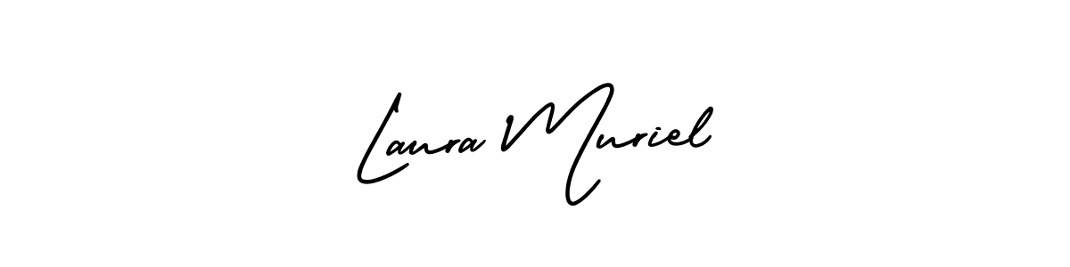 How to make Laura Muriel name signature. Use AmerikaSignatureDemo-Regular style for creating short signs online. This is the latest handwritten sign. Laura Muriel signature style 3 images and pictures png