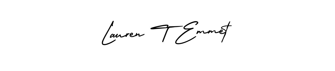 if you are searching for the best signature style for your name Lauren T Emmet. so please give up your signature search. here we have designed multiple signature styles  using AmerikaSignatureDemo-Regular. Lauren T Emmet signature style 3 images and pictures png