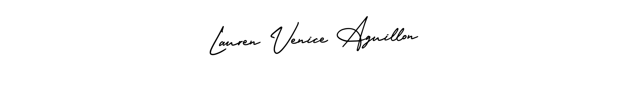 You should practise on your own different ways (AmerikaSignatureDemo-Regular) to write your name (Lauren Venice Aguillon) in signature. don't let someone else do it for you. Lauren Venice Aguillon signature style 3 images and pictures png
