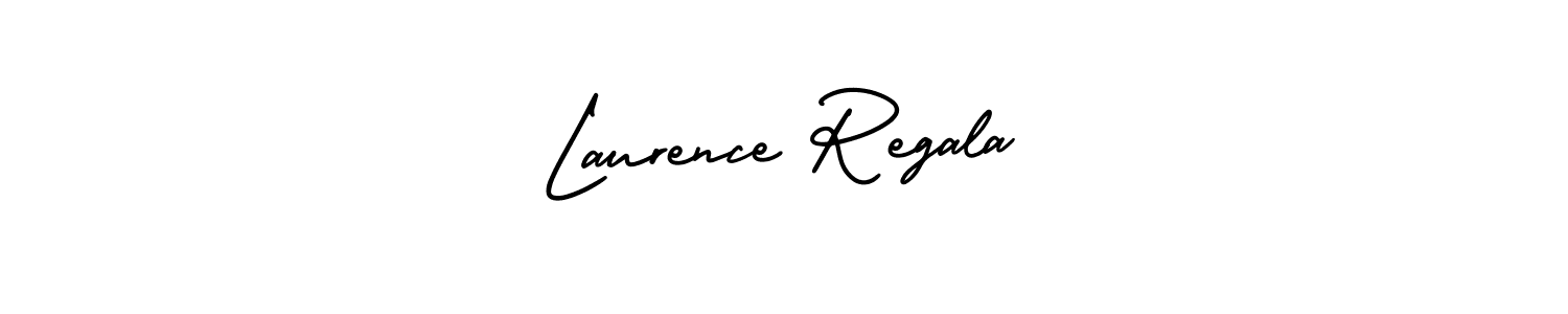 You should practise on your own different ways (AmerikaSignatureDemo-Regular) to write your name (Laurence Regala) in signature. don't let someone else do it for you. Laurence Regala signature style 3 images and pictures png