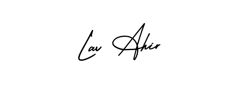 Similarly AmerikaSignatureDemo-Regular is the best handwritten signature design. Signature creator online .You can use it as an online autograph creator for name Lav Ahir. Lav Ahir signature style 3 images and pictures png